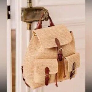 Sezane Jules Backpack Natural Raffia